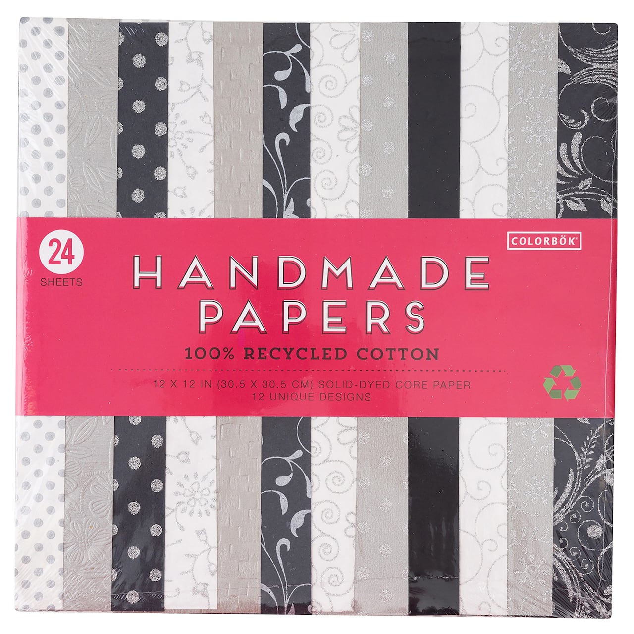 Colorbok® 12" x 12" Black & White Handmade Cardstock Pad, 24 Sheets